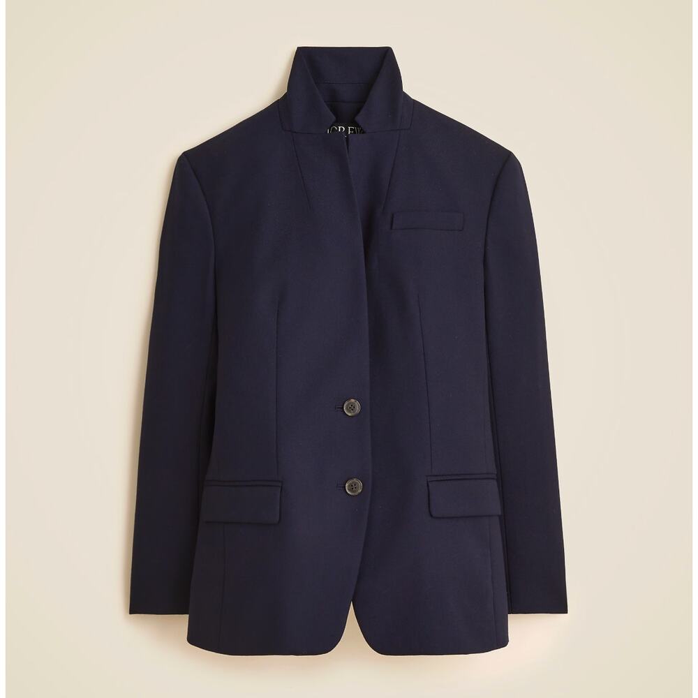 NWT J.Crew Wool Blend Flannel Standing Collar Blazer Size 6